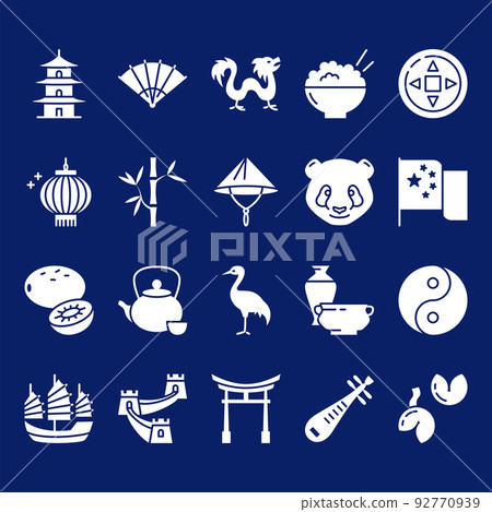 China icon set in flat style China icon set in flat style 92770939