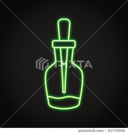 Glass dropper bottle neon icon Glass dropper bottle neon icon 92770940
