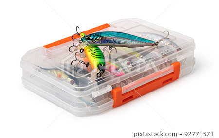 Fishing lure box on white 92771371