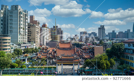 Aerial view Longshan Temple, Lungshan Temple of Manka is a Chinese folk religious temple in Wanhua District, Taipei, Taiwan Aerial view Longshan Temple, Lungshan Temple of Manka is a Chinese folk religious temple in Wanhua District, Taipei, Taiwan 92771666