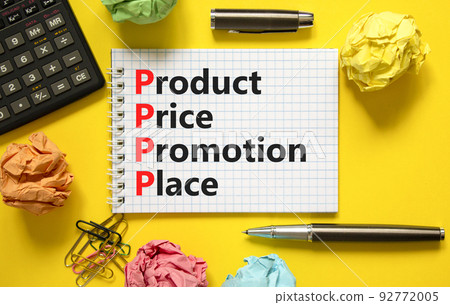 PPPP process price promotion place symbol. Concept words PPPP process price promotion place on white note on beautiful yellow background. Business and PPPP process price promotion place concept. PPPP process price promotion place symbol. Concept words PPPP process price promotion place on white note on beautiful yellow background. Business and PPPP process price promotion place concept. 92772005