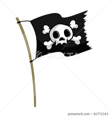 Pirate flag. Skull and bones on black ribbon. Pirate flag. Skull and bones on black ribbon. 92772163