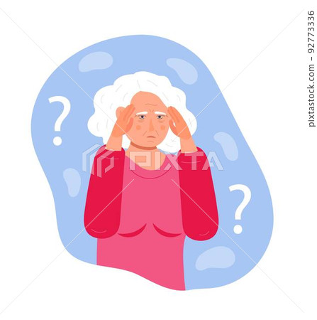 Alzheimer old woman, neurology health care, Parkinson or dementia metaphor are shown. Alzheimer old woman, neurology health care, Parkinson or dementia metaphor are shown. 92773336