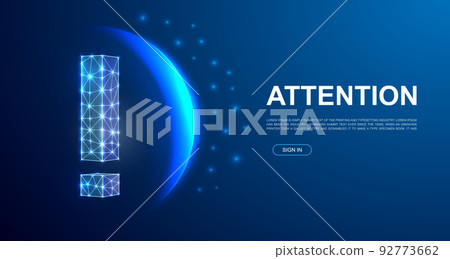 Exclamation mark 3d polygonal symbol for landing page template. Low poly Attention illustration for homepage design. Alert design illustration concept 92773662