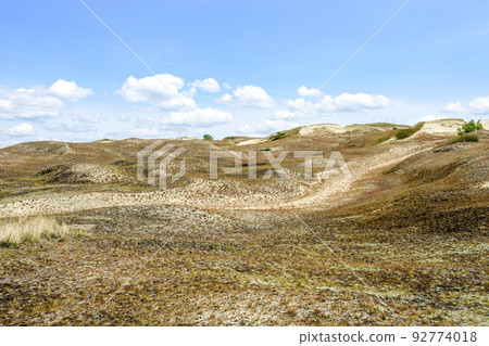 Beautiful landscape of Curonian Spit sand dunes by Baltic Sea Curonian Lagoon, Neringa, Lithuania 92774018