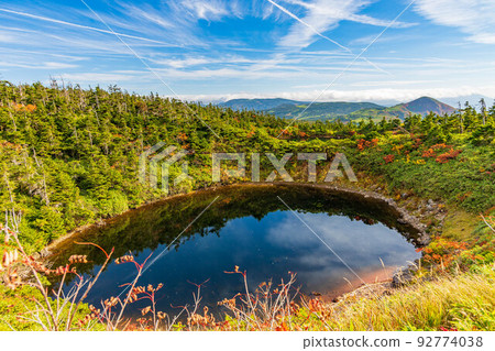 One Hundred Mountains of Japan Hachimantai in autumn, Megane-numa One Hundred Mountains of Japan Hachimantai in autumn, Megane-numa 92774038