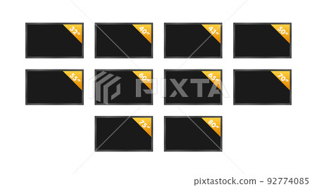Monitor or TV with different diagonal sizes. Flat vector illustration Monitor or TV with different diagonal sizes. Flat vector illustration 92774085