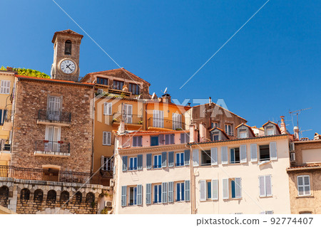 Cannes, France. Street view with old residential houses 92774407