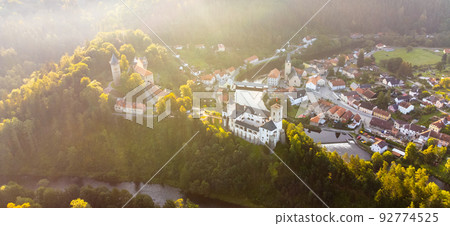 Rozmberk Castle and Vltava River from above Rozmberk Castle and Vltava River from above 92774525