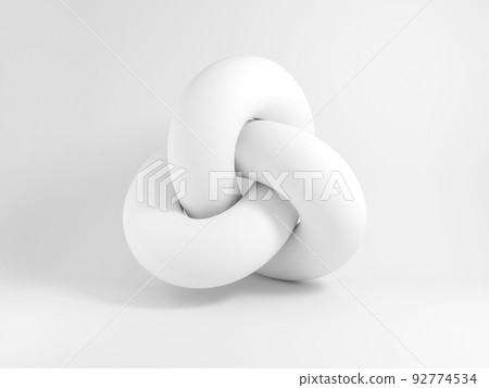 Abstract white geometric shape, torus knot, 3d Abstract white geometric shape, torus knot, 3d 92774534