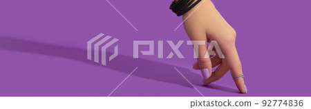 Womans hand with trendy pastel color nails over purple background. Fashion shopping sale concept Womans hand with trendy pastel color nails over purple background. Fashion shopping sale concept 92774836