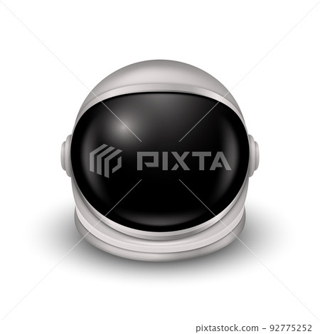 Vector 3d Realistic Astronaut Helmet, Cosmonaut Mask with Transparent Glass Visor for Space Exploration Isolated. White Suit Part for Spaceman Head Protection. Space Helmet Design Template 92775252