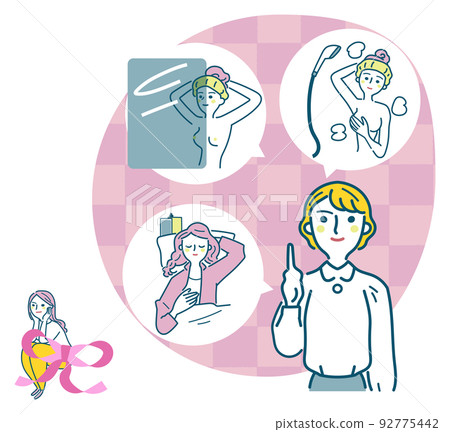 乳房意識生活方式傳單集插圖素材 乳房意識生活方式傳單集插圖素材 92775442