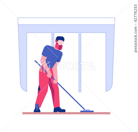 Finishing wooden floor isolated concept vector illustration. Contractor applies wooden floor finish, private house building, rough interior works, parquet installation vector concept. Finishing wooden floor isolated concept vector illustration. Contractor applies wooden floor finish, private house building, rough interior works, parquet installation vector concept. 92776283