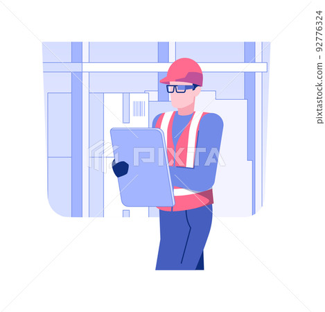 Smart glasses isolated concept vector illustration. Warehouse worker wearing smart glasses to identity products in stock, wholesale business, foreign trade, vision picking vector concept. Smart glasses isolated concept vector illustration. Warehouse worker wearing smart glasses to identity products in stock, wholesale business, foreign trade, vision picking vector concept. 92776324