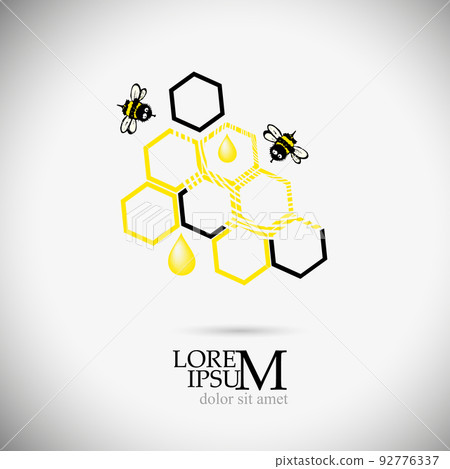 Bee honeycomb logo. Vector illustration Bee honeycomb logo. Vector illustration 92776337