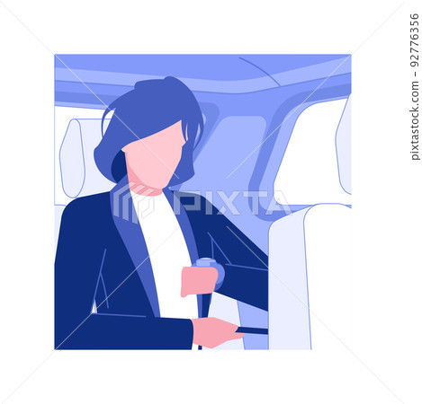 Business schedule isolated concept vector illustration. Busy man looking at his watch when driving with a personal driver, business class travel, time planning, go to meeting vector concept. 92776356