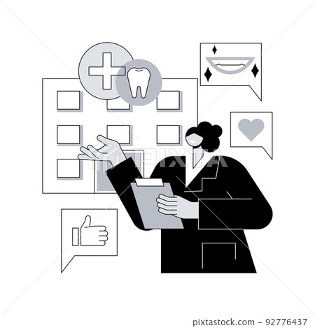 Dental esthetic clinic abstract concept vector illustration. Cosmetic dental service, teeth aesthetic treatment, private dentistry, beauty medical clinic, smile treatment studio abstract metaphor. Dental esthetic clinic abstract concept vector illustration. Cosmetic dental service, teeth aesthetic treatment, private dentistry, beauty medical clinic, smile treatment studio abstract metaphor. 92776437