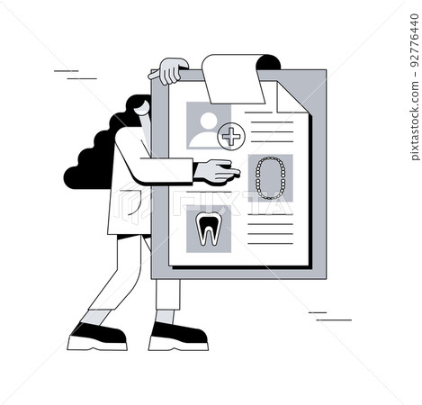 Dental patient card abstract concept vector illustration. Referral card holder, dental office loyalty program, electronic medical record, patient data, smart information system abstract metaphor. 92776440