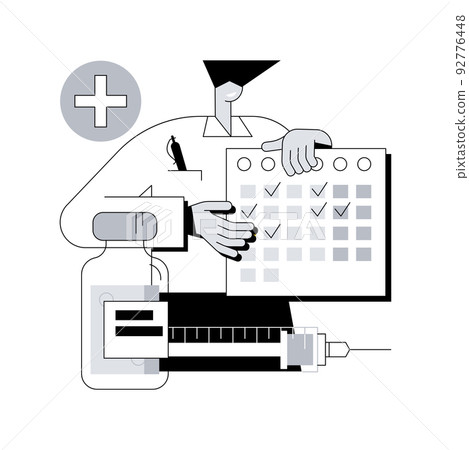 Immunization schedule abstract concept vector illustration. Prevention care schedule, infectious diseases prevention, children vaccination plan, adult immunization calendar abstract metaphor. Immunization schedule abstract concept vector illustration. Prevention care schedule, infectious diseases prevention, children vaccination plan, adult immunization calendar abstract metaphor. 92776448