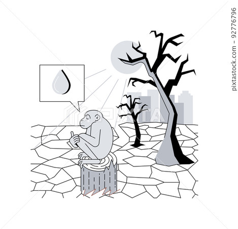 Desertification abstract concept vector illustration. Land degradation, soil contamination, deforestation problem, desertification and draught, climate change, desert formation abstract metaphor. 92776796