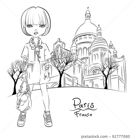 Vector fashion girl in Paris Vector fashion girl in Paris 92777080