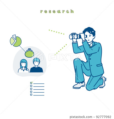 Illustration material of a male consultant doing a survey 92777092
