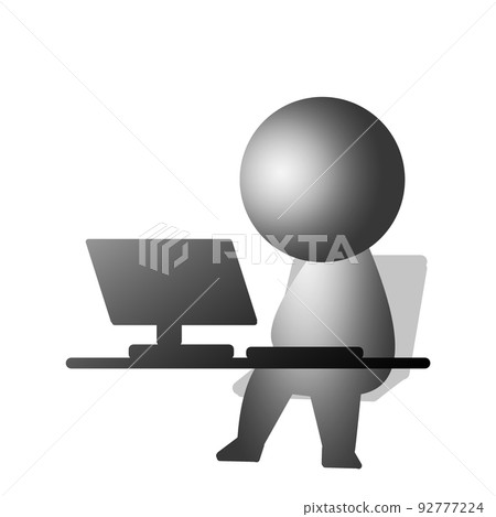 3D style person silhouette during remote work 3D style person silhouette during remote work 92777224
