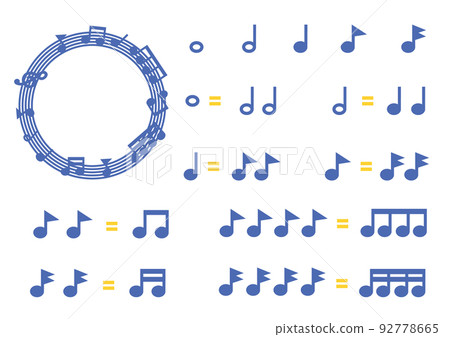 Note type and note length (blue) - Stock Illustration [92778665] - PIXTA