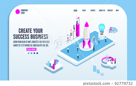 Modern 3D isometric Success Business concept with a group of people characters prepare a business project start up, vision, goal, planning, target. Vector illustration eps10. Modern 3D isometric Success Business concept with a group of people characters prepare a business project start up, vision, goal, planning, target. Vector illustration eps10. 92779732