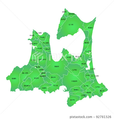 Aomori prefecture and municipalities map - Stock Illustration [92781326 ...