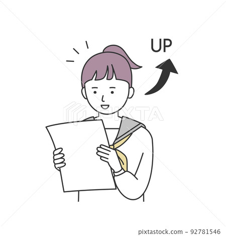 Illustration of a female student whose grades have improved Illustration of a female student whose grades have improved 92781546