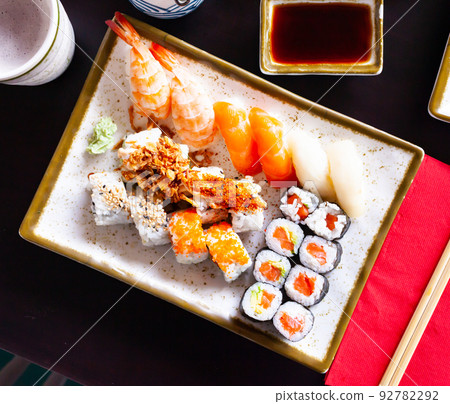 Set of different sushi - maki, california and nigiri 92782292