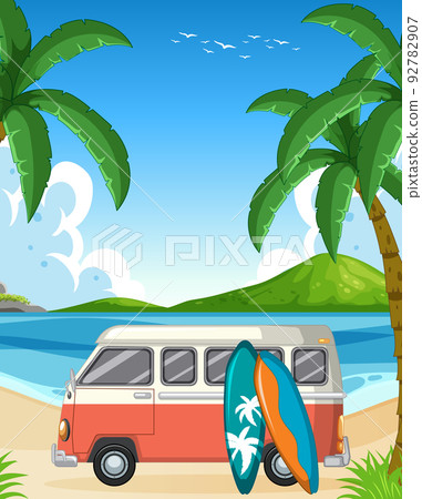 Road trip summer vacation on the beach Road trip summer vacation on the beach 92782907