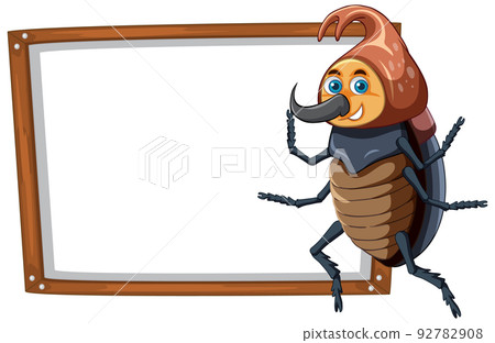 Isolated wooden banner with beetle Isolated wooden banner with beetle 92782908