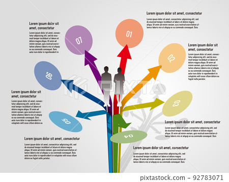 Spreading seven rainbow-colored arrows infographic vector illustration Spreading seven rainbow-colored arrows infographic vector illustration 92783071