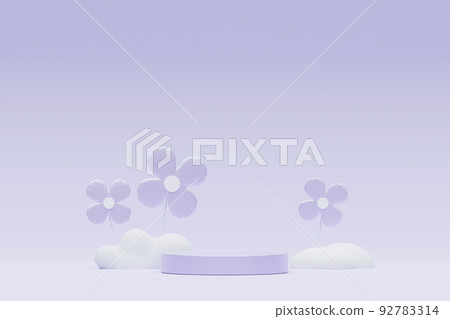 3d render Pastel Purple minimal background with podium stand. Purple stage platform for cosmetic product presentation and advertising. Studio scene with showcase pedestal in clean design. 3d render Pastel Purple minimal background with podium stand. Purple stage platform for cosmetic product presentation and advertising. Studio scene with showcase pedestal in clean design. 92783314