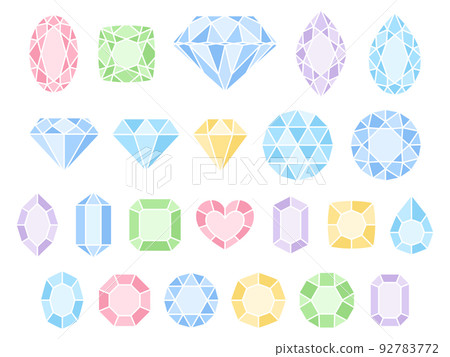 各種形狀的彩色寶石插圖集 92783772