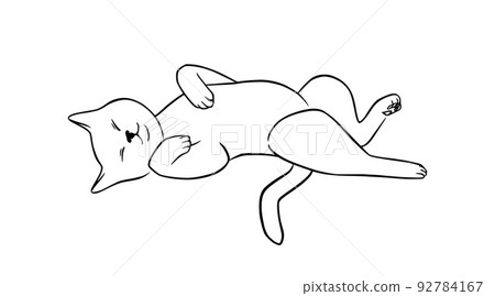 Lying cat black sketch. Playful cat in doodle style. Vector illustration Lying cat black sketch. Playful cat in doodle style. Vector illustration 92784167