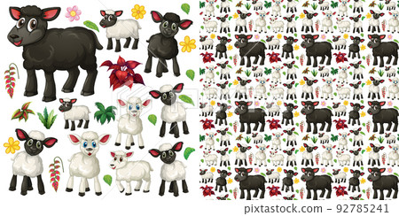 Cute animals cartoon seamless background 92785241