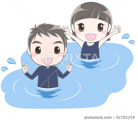 小學生穿泳衣玩水 小學生穿泳衣玩水 92785254