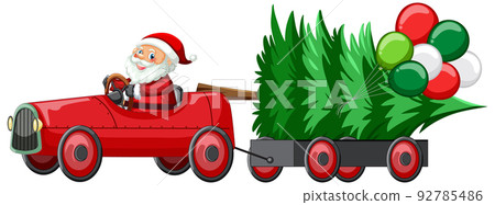 Santa driving car to delivery Christmas gifts Santa driving car to delivery Christmas gifts 92785486