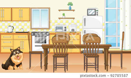 Set of different domestic animals in kitchen 92785587