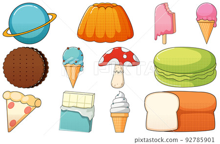 Set of vintage style cartoon on white background Set of vintage style cartoon on white background 92785901