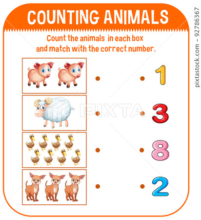 Worksheet design for counting animals Worksheet design for counting animals 92786367