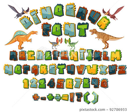Font design for english alphabets and numbers 92786933