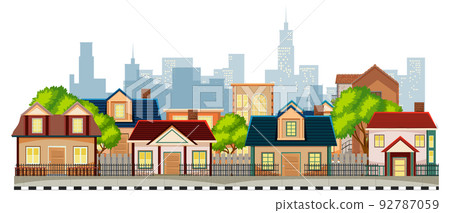 Urban cityscape isolated on white background 92787059