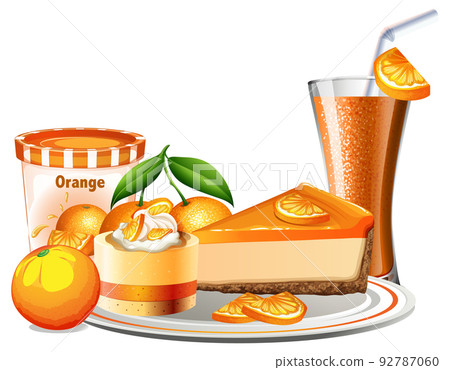 Orange bakery and beverage set Orange bakery and beverage set 92787060