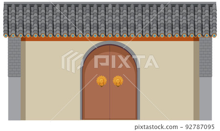 Chinese traditional building on white background Chinese traditional building on white background 92787095
