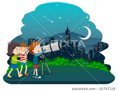 A Kids Looking at the planet with Telescope A Kids Looking at the planet with Telescope 92787129